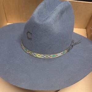 Stetson Blue Felt Hat with Beaded Band